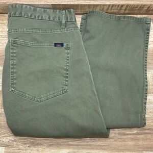 Faherty Brand Mens 34 Olive Green 5-Pocket Straight Leg Twill Pants Stretch 33"